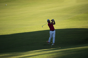 Image showing golf player hitting long shot