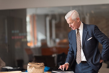 Image showing senior business man reading reports