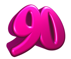 Image showing cartoon number ninety on white background - 3d rendering