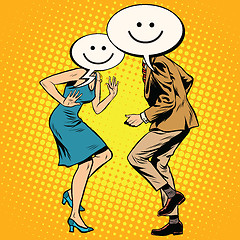 Image showing Comic smiley Emoji dancers man woman