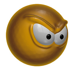 Image showing angry looking smiley on white background - 3d rendering