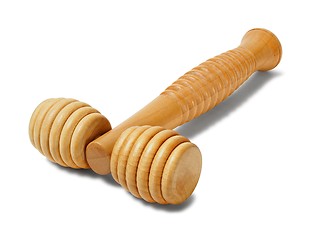 Image showing Wooden massager on white