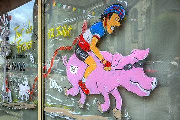 Image showing Funny Window Shop Decoration - Tour de France 2015