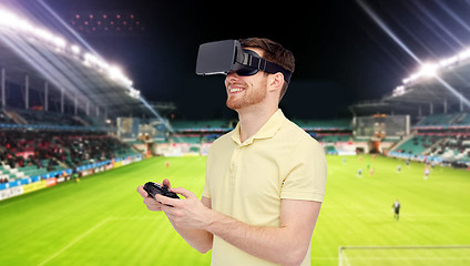 Image showing man in virtual reality headset over football field