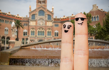 Image showing close up of two fingers with smiley faces