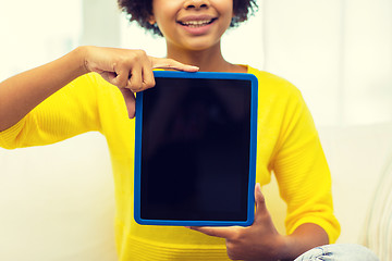 Image showing happy african american woman with tablet pc