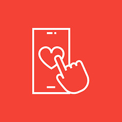 Image showing Smartphone with heart sign line icon.