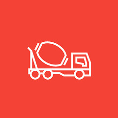 Image showing Concrete mixer truck line icon.