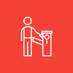 Image showing Man at car barrier line icon.