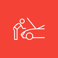 Image showing Man fixing car line icon.