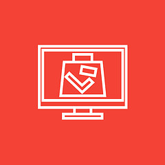 Image showing Suitcase at x-ray airport scanner line icon.