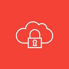 Image showing Cloud computing security line icon.