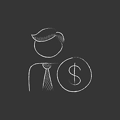 Image showing Man with dollar sign. Drawn in chalk icon.