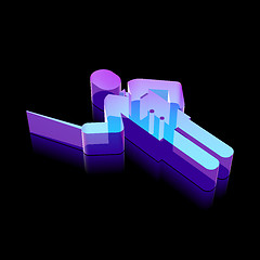 Image showing 3d neon glowing Teacher icon made of glass, vector illustration.