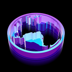 Image showing 3d neon glowing Globe icon made of glass, vector illustration.