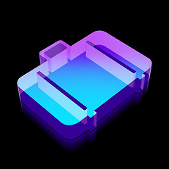 Image showing 3d neon glowing Bag icon made of glass, vector illustration.