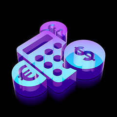 Image showing 3d neon glowing Calculator icon made of glass, vector illustration.