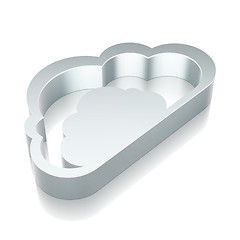 Image showing 3d metallic Cloud icon with reflection, vector illustration.
