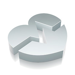 Image showing 3d metallic Heart icon with reflection, vector illustration.