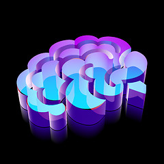Image showing 3d neon glowing Brain icon made of glass, vector illustration.