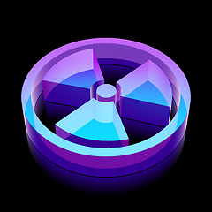 Image showing 3d neon glowing Radiation icon made of glass, vector illustration.