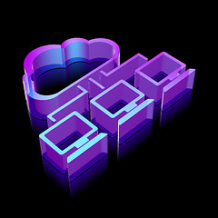 Image showing 3d neon glowing Cloud Network icon made of glass, vector illustration.