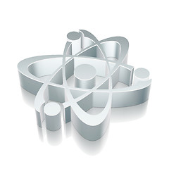 Image showing 3d metallic Molecule icon with reflection, vector illustration.