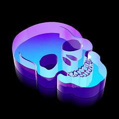 Image showing 3d neon glowing Scull icon made of glass, vector illustration.