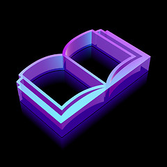 Image showing 3d neon glowing Book icon made of glass, vector illustration.