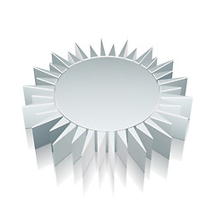 Image showing 3d metallic Sun icon with reflection, vector illustration.