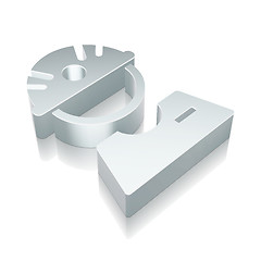 Image showing 3d metallic Factory Worker icon with reflection, vector illustration.