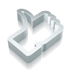 Image showing 3d metallic Thumb Up icon with reflection, vector illustration.