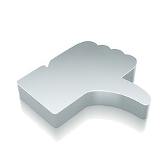 Image showing 3d metallic Thumb Down icon with reflection, vector illustration.