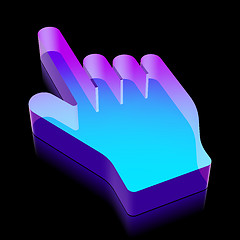 Image showing 3d neon glowing Mouse Cursor icon made of glass, vector illustration.