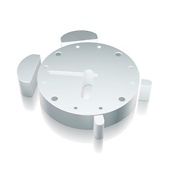 Image showing 3d metallic Alarm Clock icon with reflection, vector illustration.