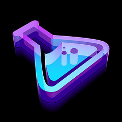 Image showing 3d neon glowing Flask icon made of glass, vector illustration.