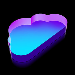 Image showing 3d neon glowing Cloud icon made of glass, vector illustration.