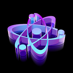 Image showing 3d neon glowing Molecule icon made of glass, vector illustration.