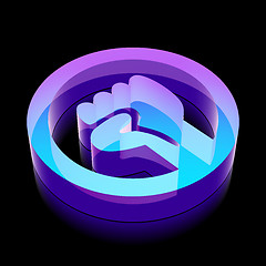 Image showing 3d neon glowing Uprising icon made of glass, vector illustration.