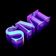 Image showing 3d neon glowing character SMI made of glass, vector illustration.