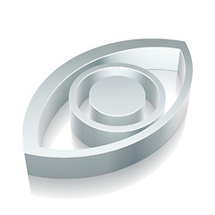 Image showing 3d metallic Eye icon with reflection, vector illustration.