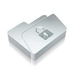 Image showing 3d metallic Folder With Lock icon with reflection, vector illustration.