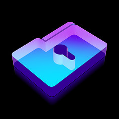 Image showing 3d neon glowing Folder With Keyhole icon made of glass, vector illustration.