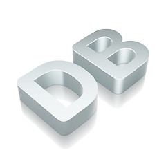 Image showing 3d metallic character DB with reflection, vector illustration.
