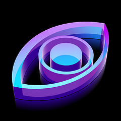 Image showing 3d neon glowing Eye icon made of glass, vector illustration.