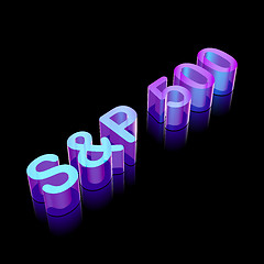 Image showing 3d neon glowing character S&P 500 made of glass, vector illustration.