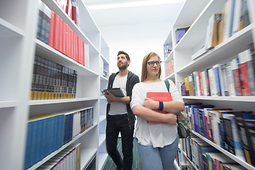 Image showing students group  in school  library