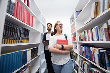 Image showing students group  in school  library