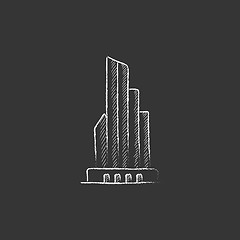 Image showing Skyscraper office building. Drawn in chalk icon.