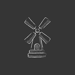 Image showing Windmill. Drawn in chalk icon.